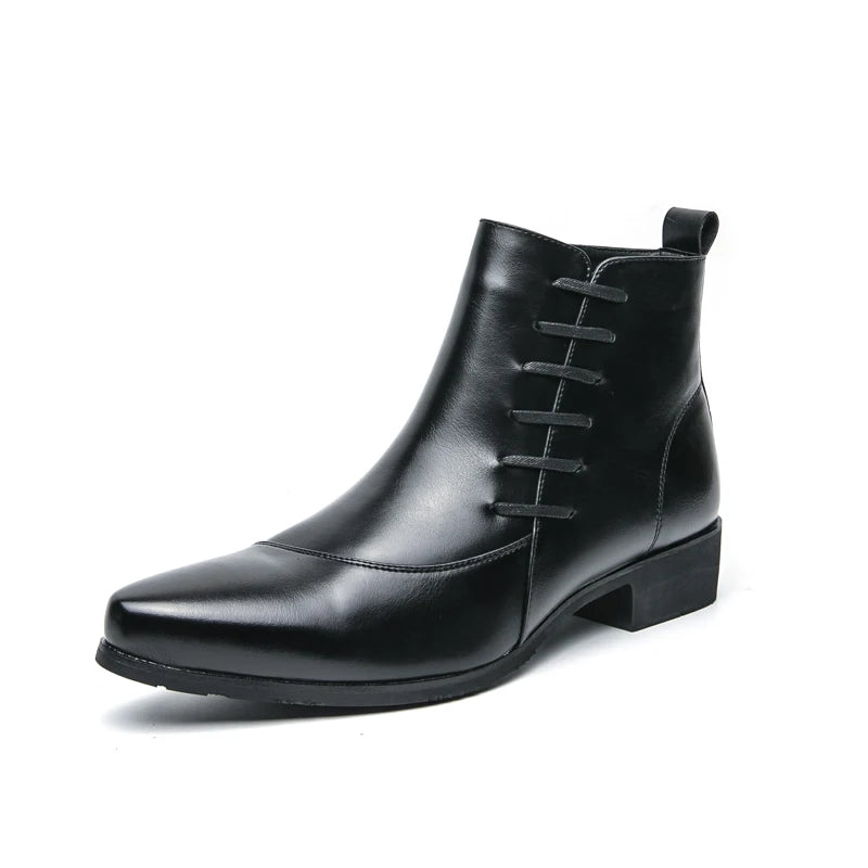 British Retro Riding Boots for Men Chelsea High-Top Leather Shoes for Men Trendy Suit Leather Boots for Men British Knight Boots
