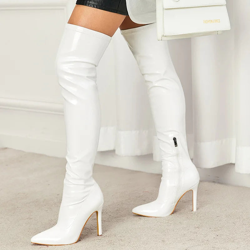 2026 Women's Sexy Stiletto High Heels Over-the-Knee Long Boots Pointed Toe Ladies Strippers Shoes Elegant Long Botas De Mujer