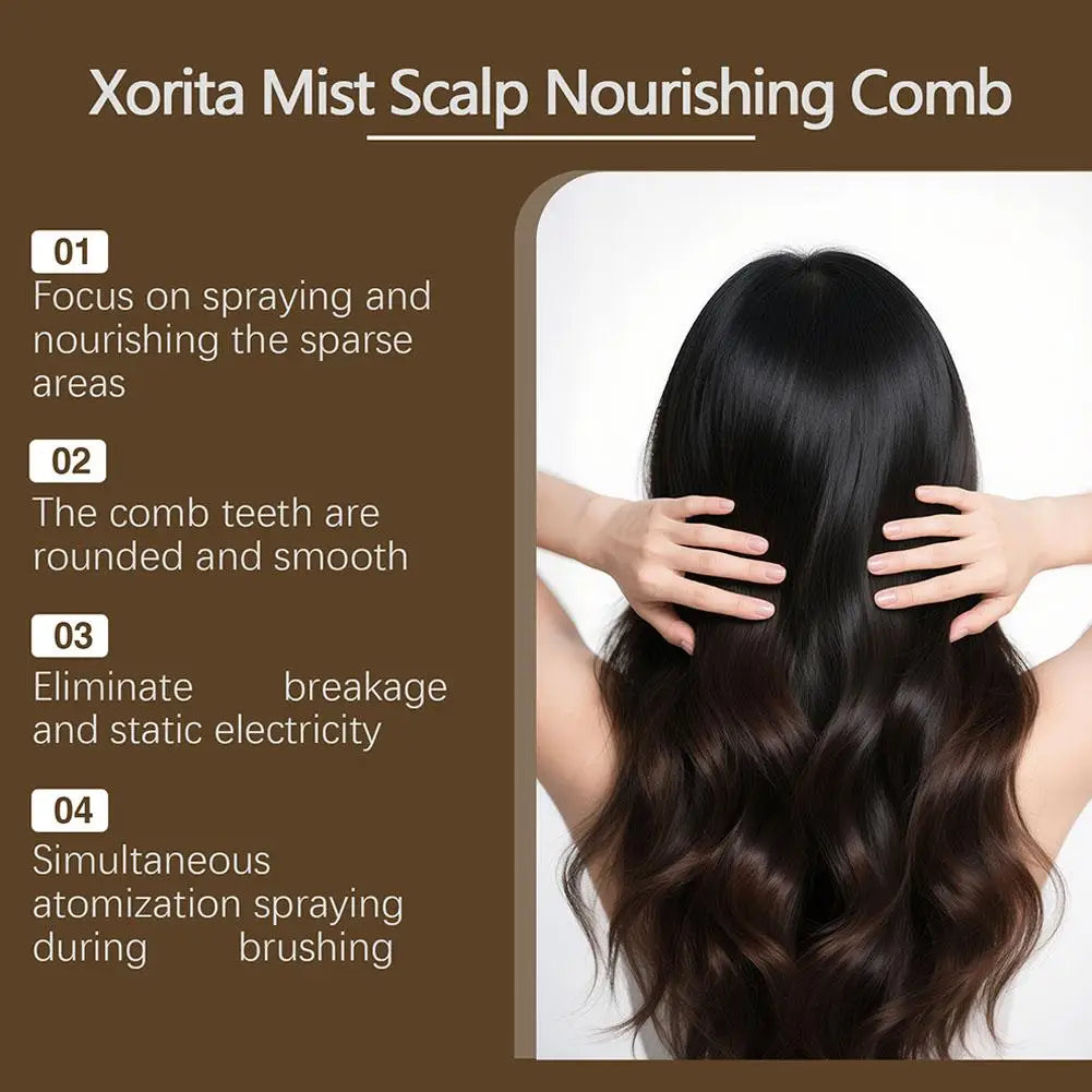  Electric Spray Air Cushion Scalp Comb Fine Mist Scalp Care Comb LED Therapy Massager Brush With Nourishing Hair Growth Serum