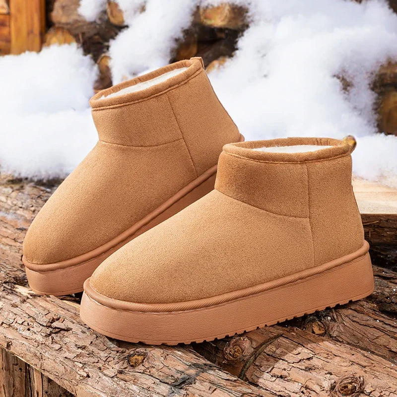Women Non Slip Thick Bottom Brand Snow Boots Winter 2026 Comfort Platform Warm Plush Ankle Boots Women's Cotton Short Booties