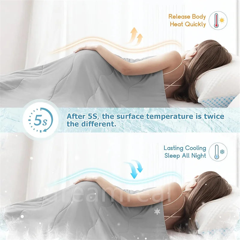 Premium Cooling Blanket Smooth Air Confition Comforter Lightweight Summer Quilt Double Side Arc-Chill Cold Tech Fabric Washable
