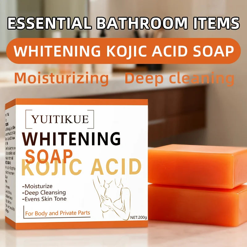 YUITIKUE Kojic Acid Whitening Soap - Brightens Skin Tone, Deep Cleansing & Moisturizing, Gentle for Sensitive Skin & Body Care