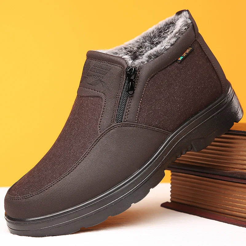 Winter Mens Cotton Shoes Plush Warm Snow Boots Casual Leather Ankle Boots for Men Non-slip Platform Boot Big Size48 Botas Hombre