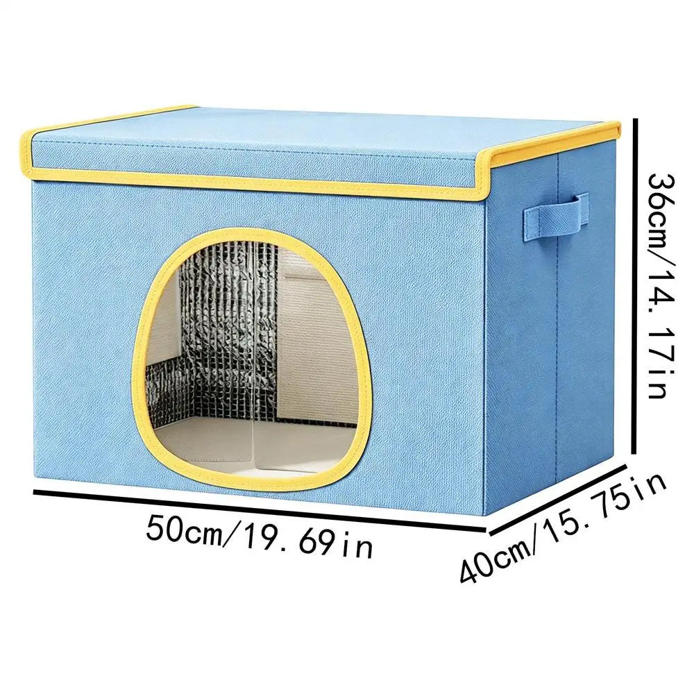 Cat Cooling Bed Portable Air Conditioner House Foldable Pet Igloo Nest with Ice Packs for Small Medium Cats Kittens