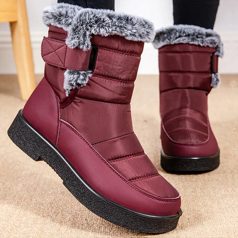 Women's Winter Boots 2024 New Fur Boots Women Low Heels Snow Boots Waterproof Winter Shoes For Women Winter Footwear Botas Mujer