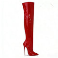 16cm Painting Heel Patent Leather Women's Thigh High Boots,Over The Knee Long Botas,Autumn/Winter Shoes,Gold,Blue,Custom Colors