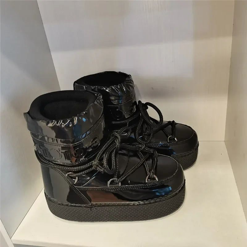 Botas Mujer 2022 New Snow Boot Women Winter Warm Shoe Platform Space Boots Skiing Space Boots Round Toe Platform Ankle Snowboots