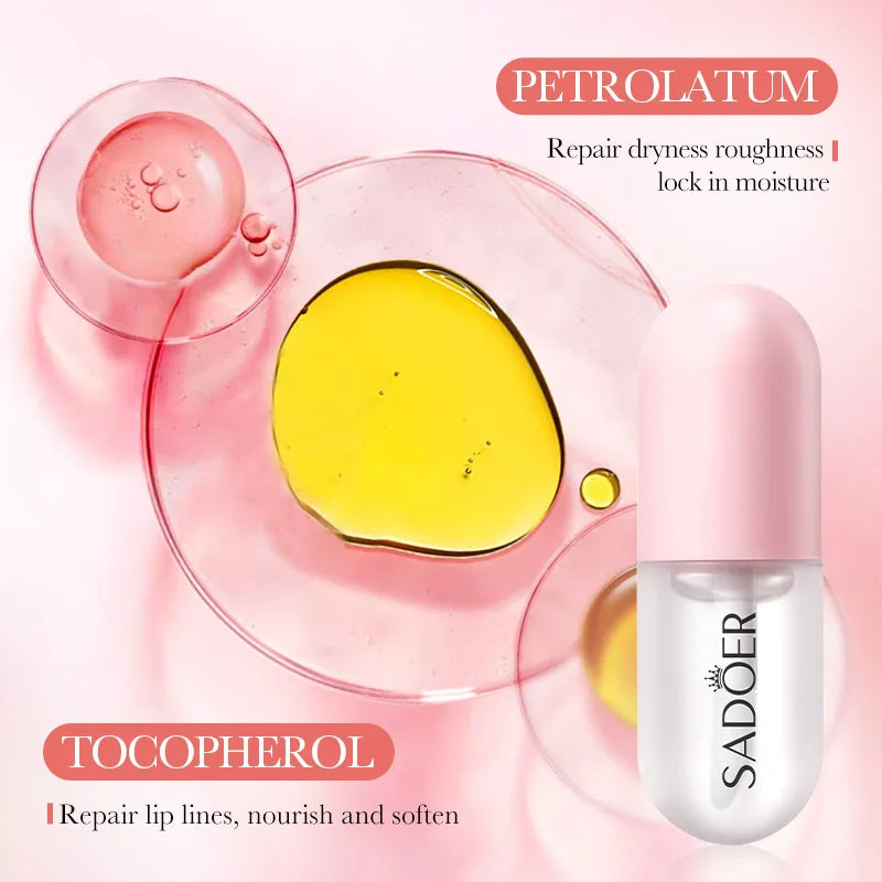 SADOER Plump Lip Oil Lips Plumper Moisturizing Nourishing Brightening Hydrating Lipstick Lips Skin Care Cosmetics