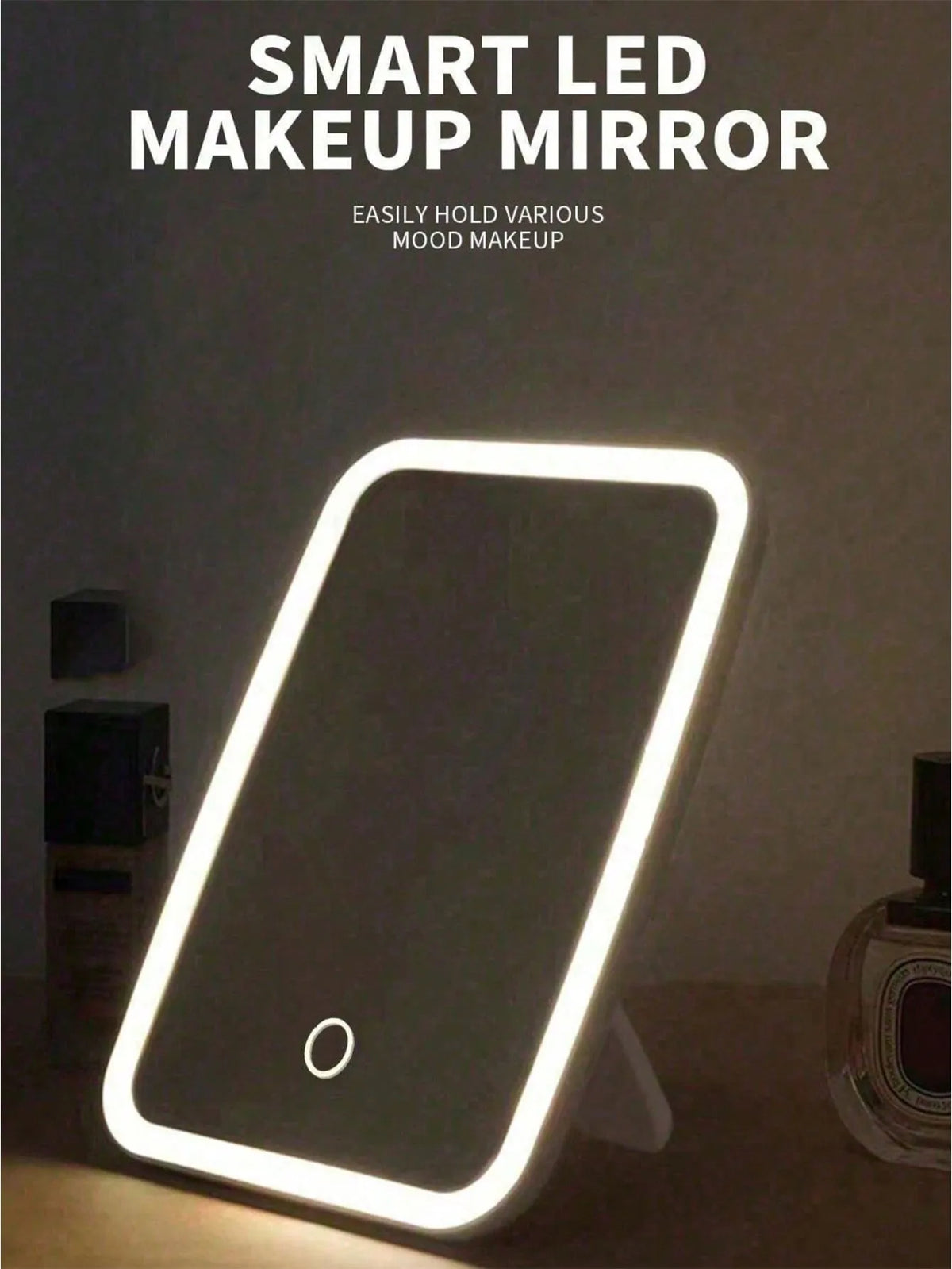 LED Makeup Mirror,Touch Control Vanity Mirror Front Light, 3 Light Modes Rechargeable Portable Cosmetic Mirror Modern Style
