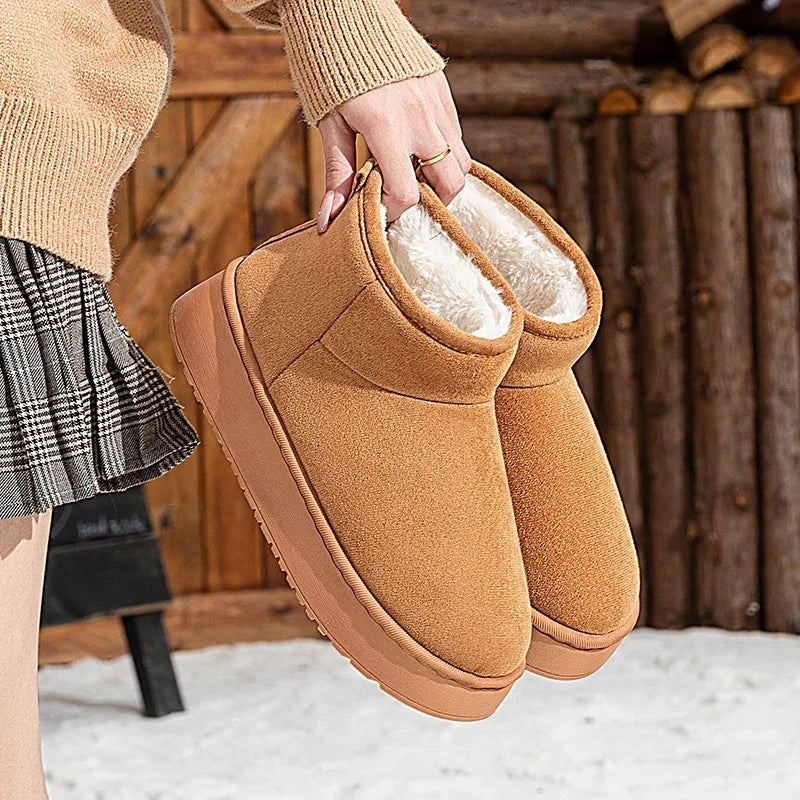 Women Non Slip Thick Bottom Brand Snow Boots Winter 2026 Comfort Platform Warm Plush Ankle Boots Women's Cotton Short Booties