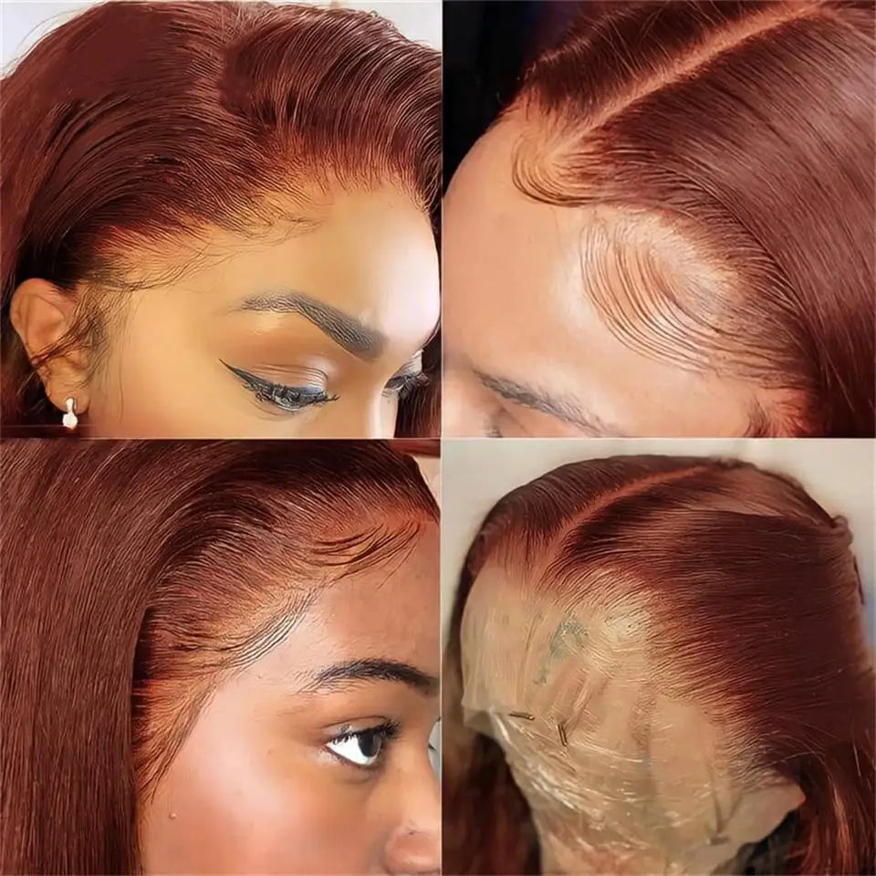 AliPearl Hair Reddish Brown 13x4 Lace Front Wigs Human Hair Peruvian Straight Wig Pre Plucked With Baby Hair Lace Wigs