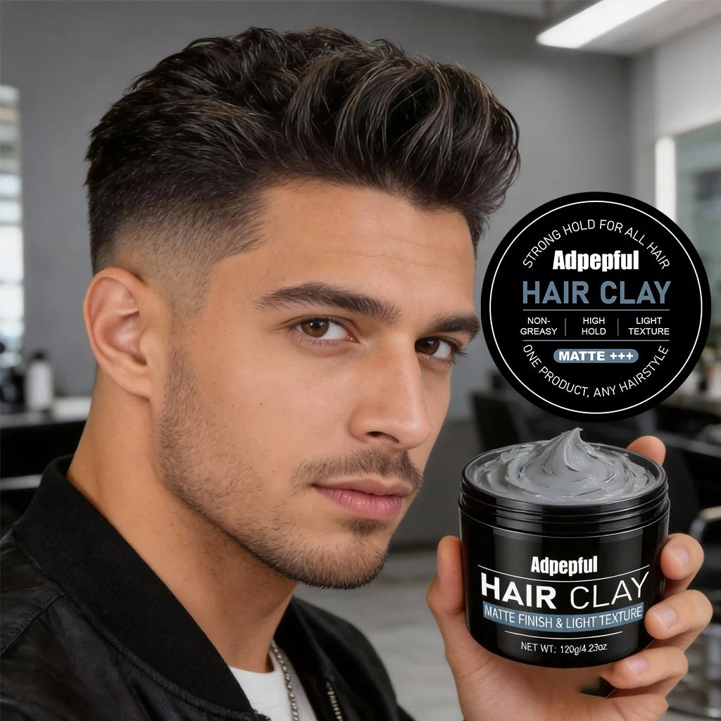 Matte Finish Hair Clay 120g Non Greasy Natural Look Strong Hold Texturizing Low Shine Hair Styling Mud Easy To Use For Men
