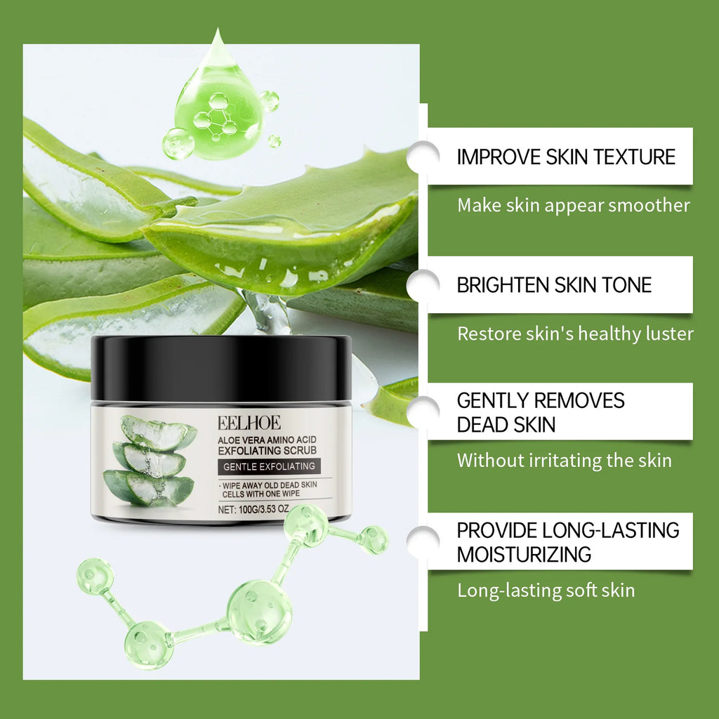 EELHOE Aloe Vera Exfoliating Face Scrubber Creams to Lighten the Skin Smooth Skincare Facial Cleaning Moisturizing Facial Scrub