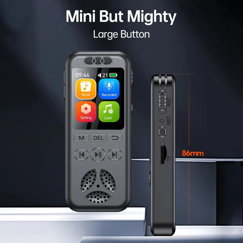 Digital Voice Recorder MP3 Player HD Noise Reduction WAV Audio Player One-Button Portable Business Recording Device