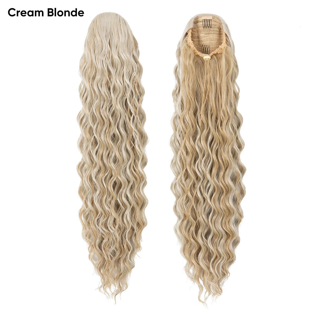 【SARLA】32-inch Women's Wavy Ponytail Hair Extension, with Drawstring and Hair Clips, Synthetic Wig Suitable for All Hair Types,
