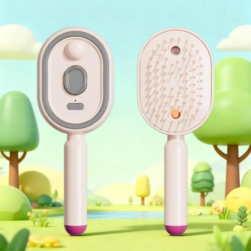 Electric Spray Hair Brush 2-In-1 Misting Hair Brush With Water Spray Reduce Frizz Anti-Static Retractable Steam Massage Comb^+~