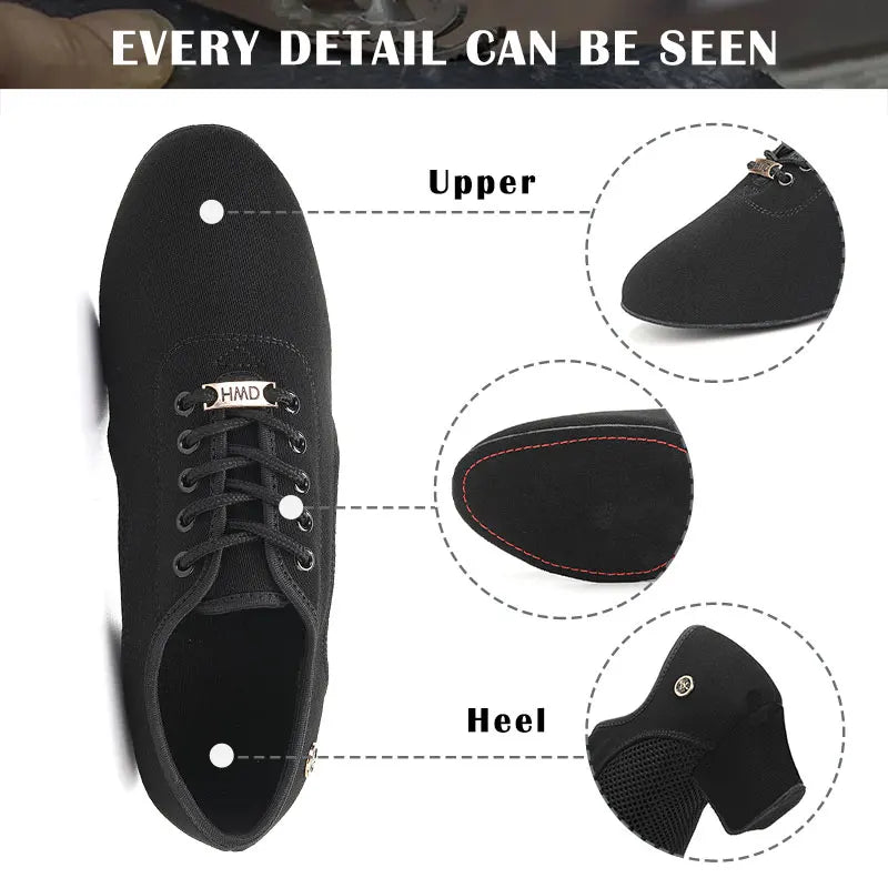 Women Dance Shoes Black Modern Ballroom Salsa Dancing Shoes Boys Latin Jazz Training Shoes Adults Tango Dance Sneakers Men