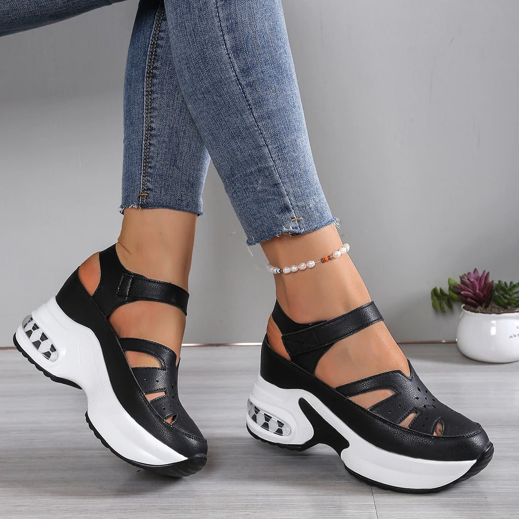New Summer Closed Toe Women Sandals Fashion Plus Size Casual Shoes New Hollow Out Light Comfortable Platform Sandals Zapatos