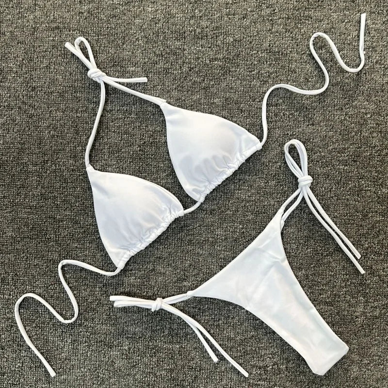 Toucheart Sexy Swimsuit Strappy High Waist Bikini Women Backless Intimate Elegant Solid Color Three Point Sexy Swimsuit Bikini