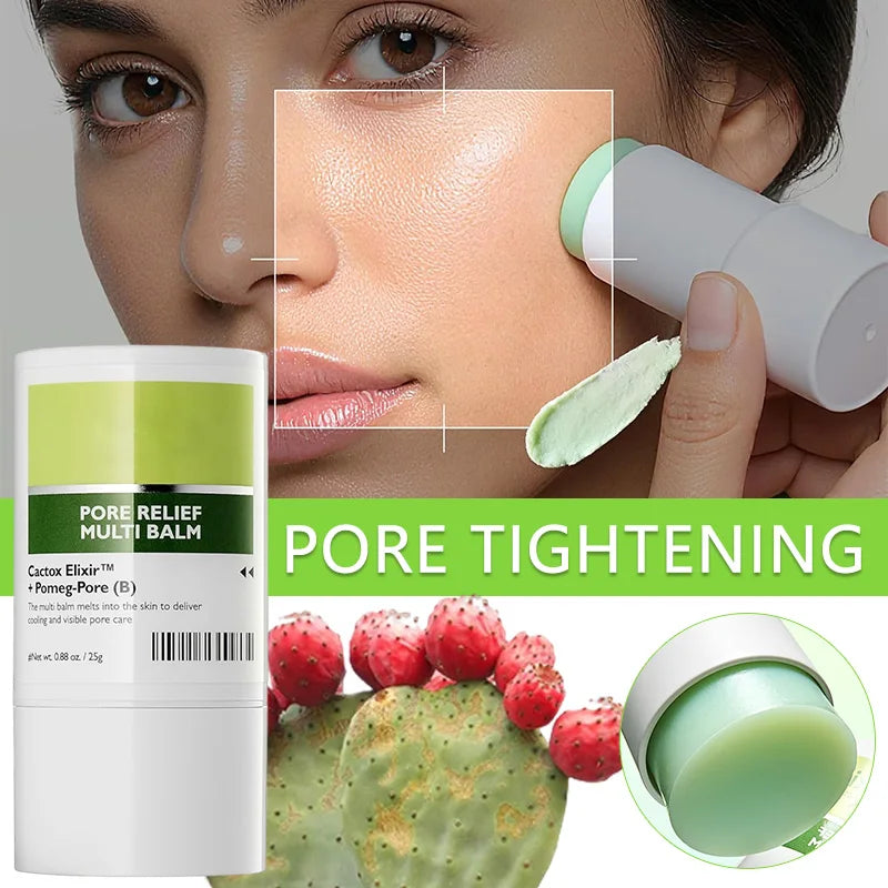 Pore Relief Multi Balm Stick Cooling Face Balm Cream for Enlarged Pores Moisturizing With Cactus Extract Korean Skincare