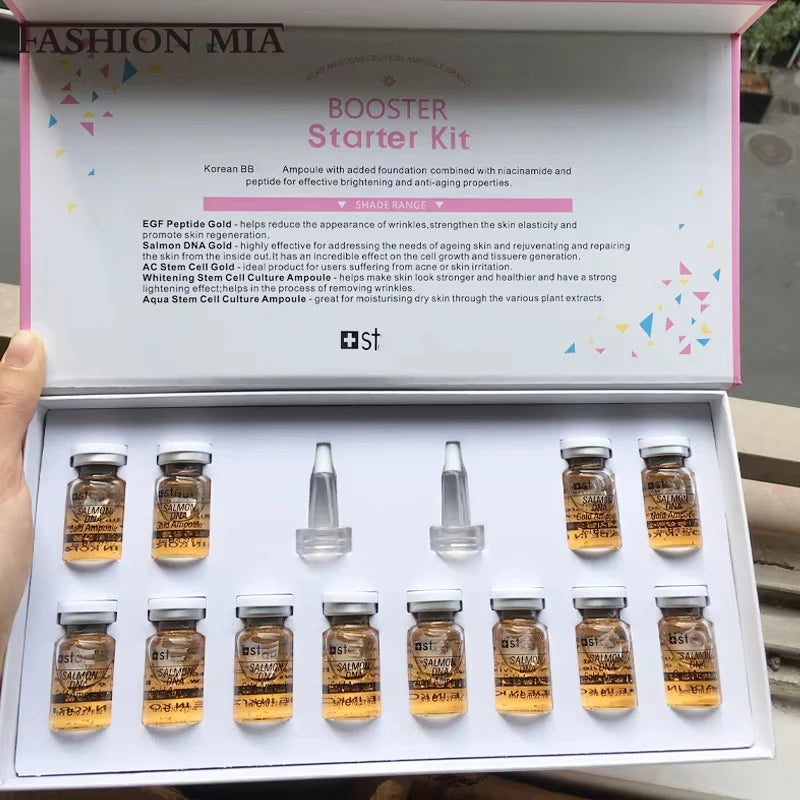 Korea Salmon DNA Starter Skin Booster Serum Kit Peptides BB Cream Moisturize Whitening Wrinkle Firming Rejuvenate Face Skin Care