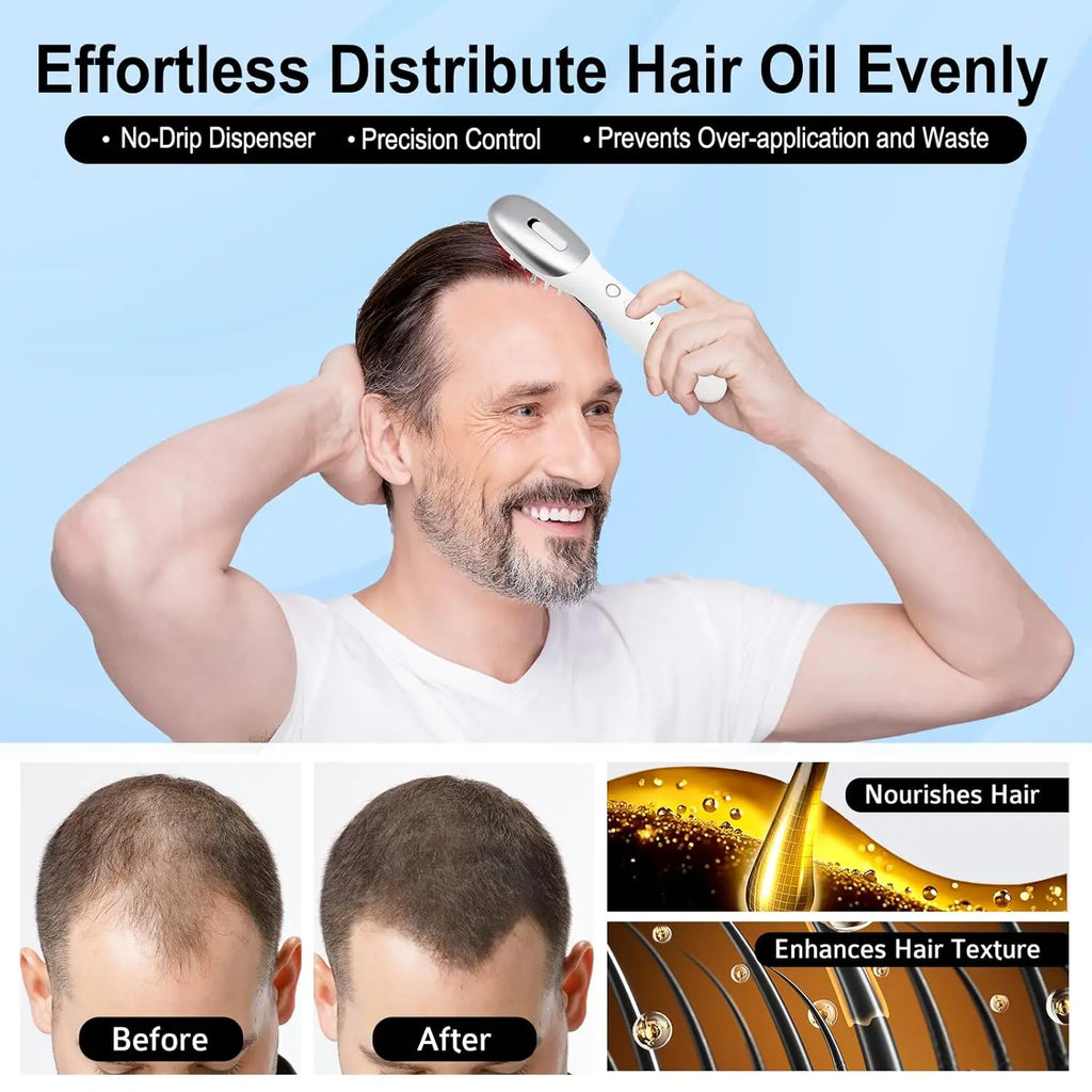 Electric Hair Growth Comb with Red Light Scalp Massager Anti Hair Loss Vibration Brush for Hair Care Portable Hair Enhancer Comb