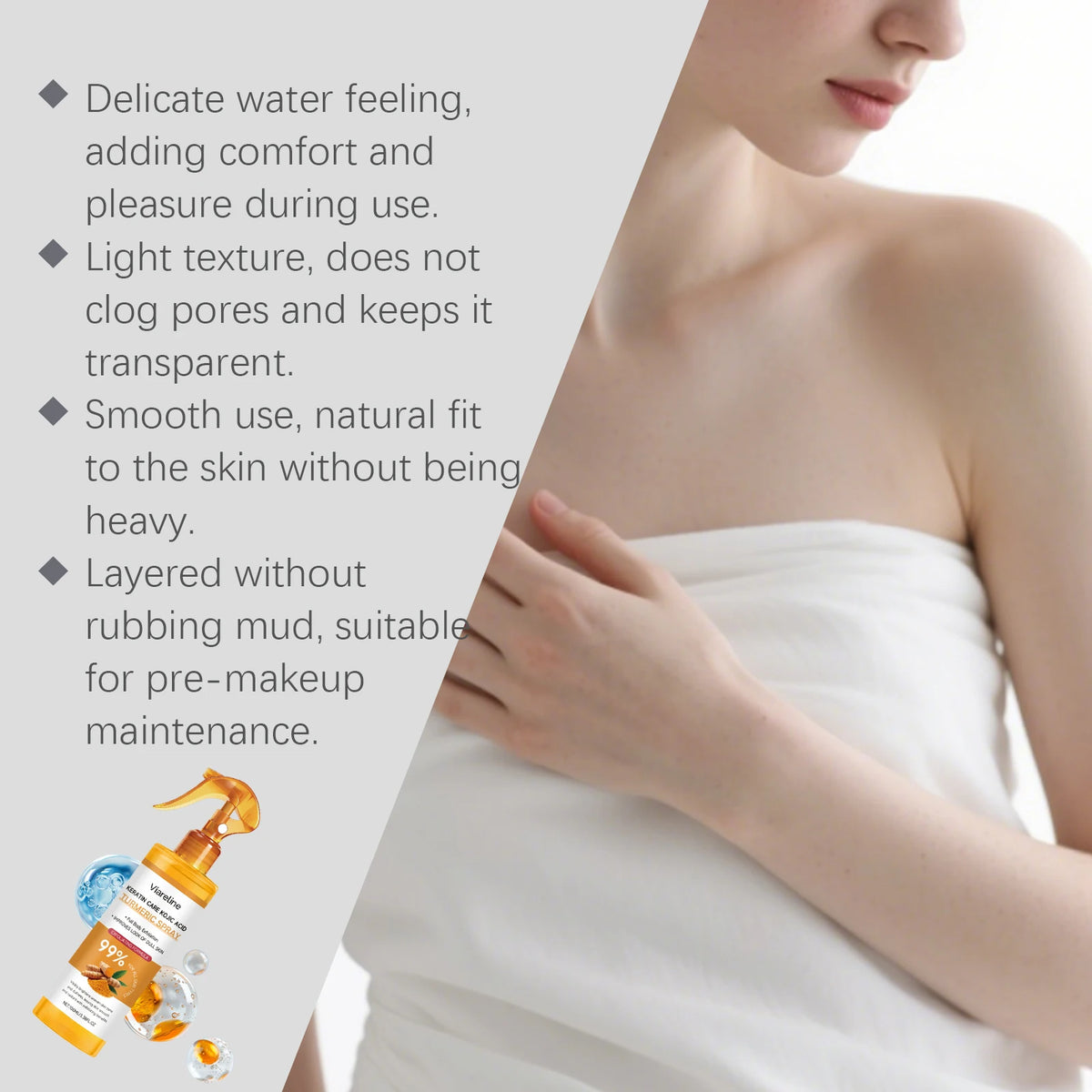 Keratin Care Kojic Acid Turmeric Spray Brightens Uneven Skin Tone Improves Dullness Full Body Use Skin Spray Smooth Skin