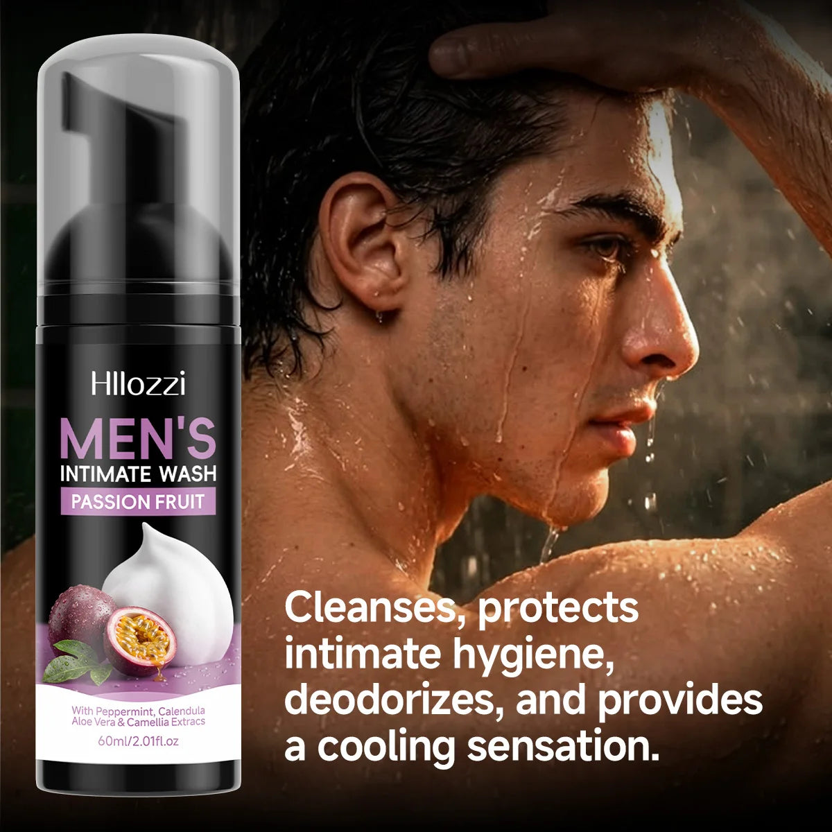MEN'S INTIMATE WASH PASSION FRUIT: Superior Odor Control, All-Day Freshness & Gentle Daily Grooming Care. Designed for Hygiene.