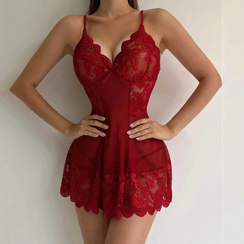 Elegant Female Solid Color Sexy Camisole Dress  Women's Lingerie See Through Nightdress Sexy Comfortable All-Season Loungewear