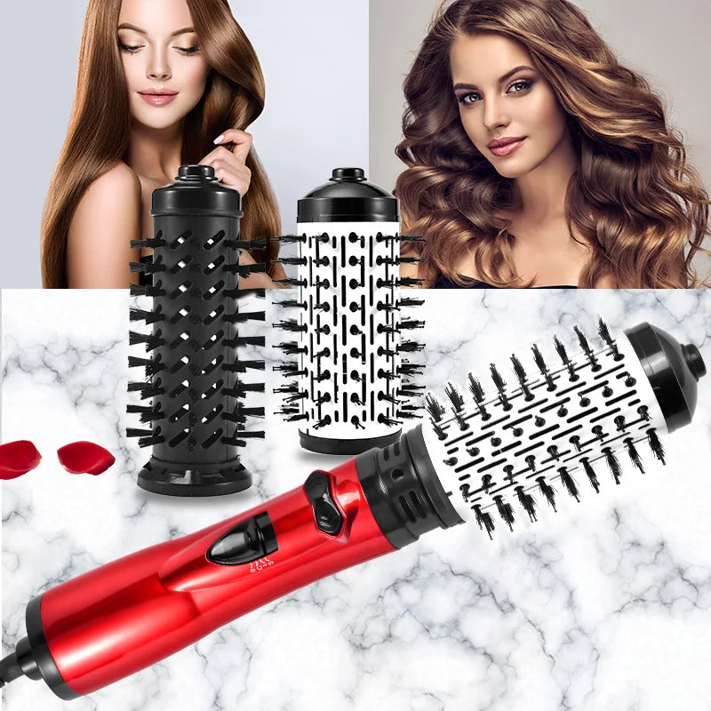 Multi-Functional 3 In 1 Hot Air Brush Automatic Hair Curler Straightener Rotating Volumizer Curling Blowout Hair Dryer Brush