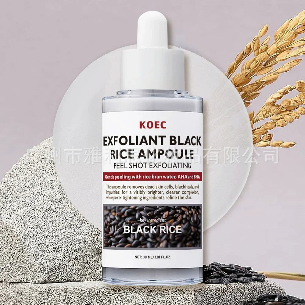 30ml KOEC Exfoliant Black & White Rice Ampoule Facial Serum Peel Shot Exfoliating Brightening Remove Dead Skin Blackhead AHA BHA