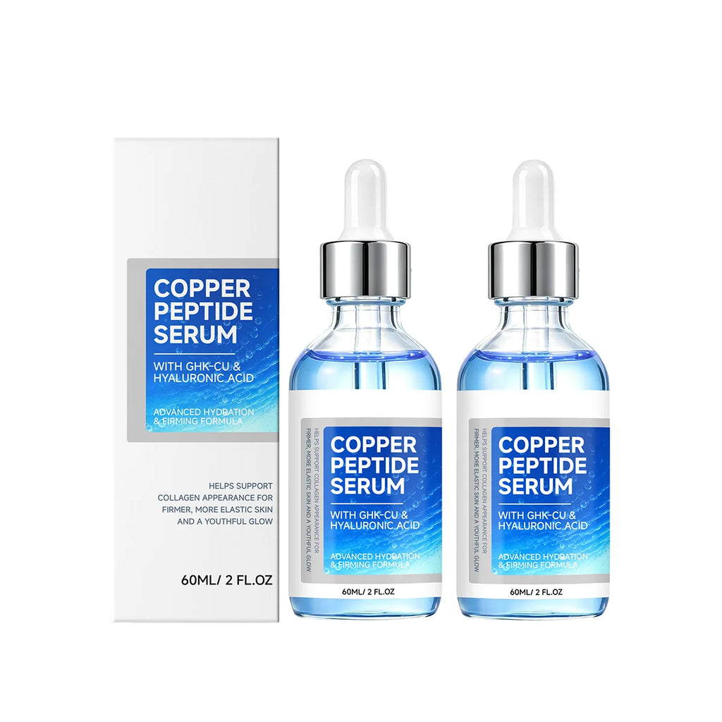 Korean Copper Peptide Skincare Set – GHK-Cu Firming Serum 60ml + Bakuchiol Multi-Peptide Cream Hydrating & Plumping Face Care