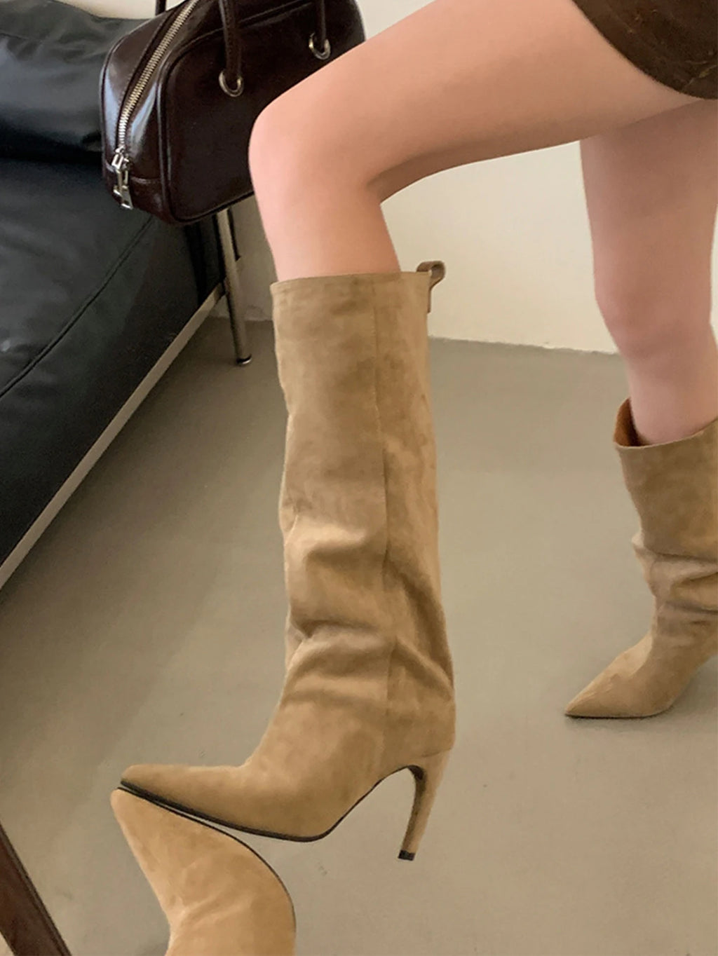 Sexy Pointed Toe High Boots Women Fashion Long Booties Zapatos for Woman Elegant Party Straight High Heel Shoes Winter Footwear