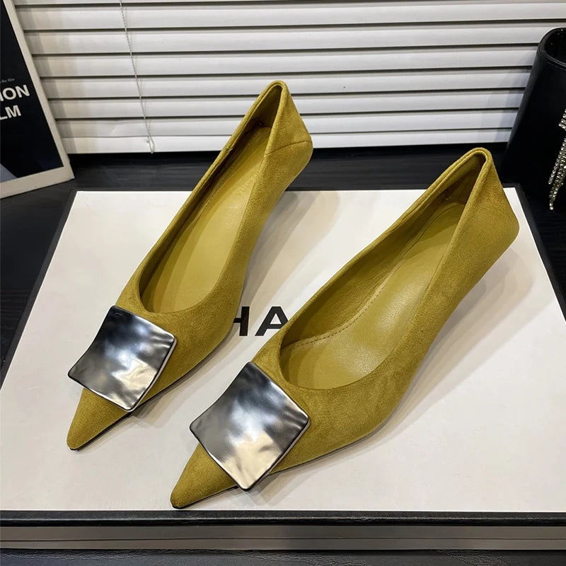 Luxury Heeled Women's Shoes Pointed Toe Fashion Shallow Sandals 2025 Autumn New Party Fashion Dress Shoes Elegant Mujer Zapatos