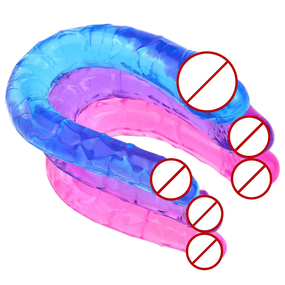 Realistic Penis Dildo Sex Toys For Woman U Shape Double Ended Flexible Jelly Dildos Penis G Spot Anal Stimulator Adult Sex Toys
