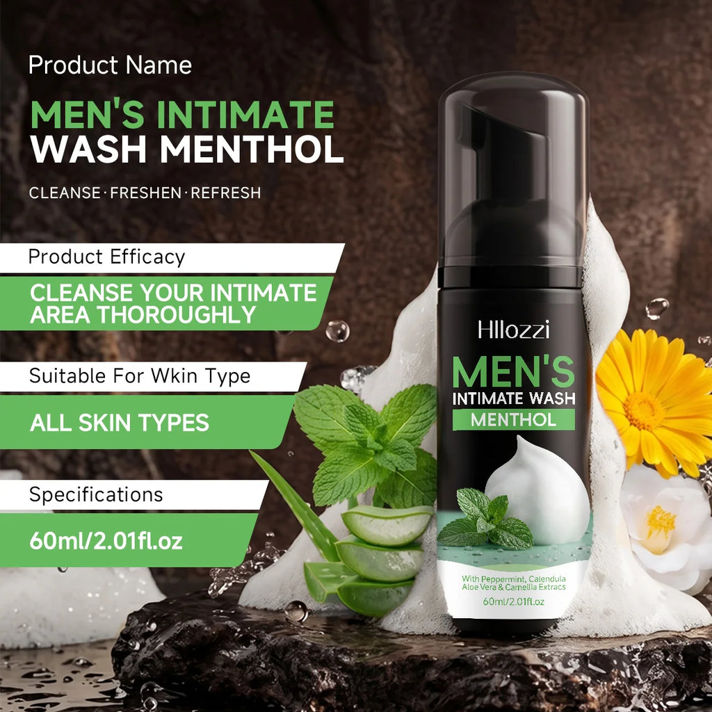 MEN'S INTIMATE WASH COOLING MINT: Superior Odor Control, All-Day Freshness & Gentle Daily Grooming Care. Designed for Hygiene.