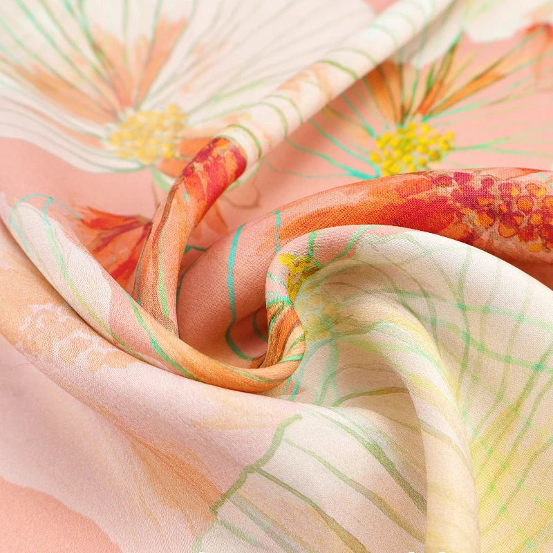 Acetate Satin Fabric Silky Soft Color Floral Print Velvety Texture for Home Dresses Blouses Skin Friendly DIY Sewing Material