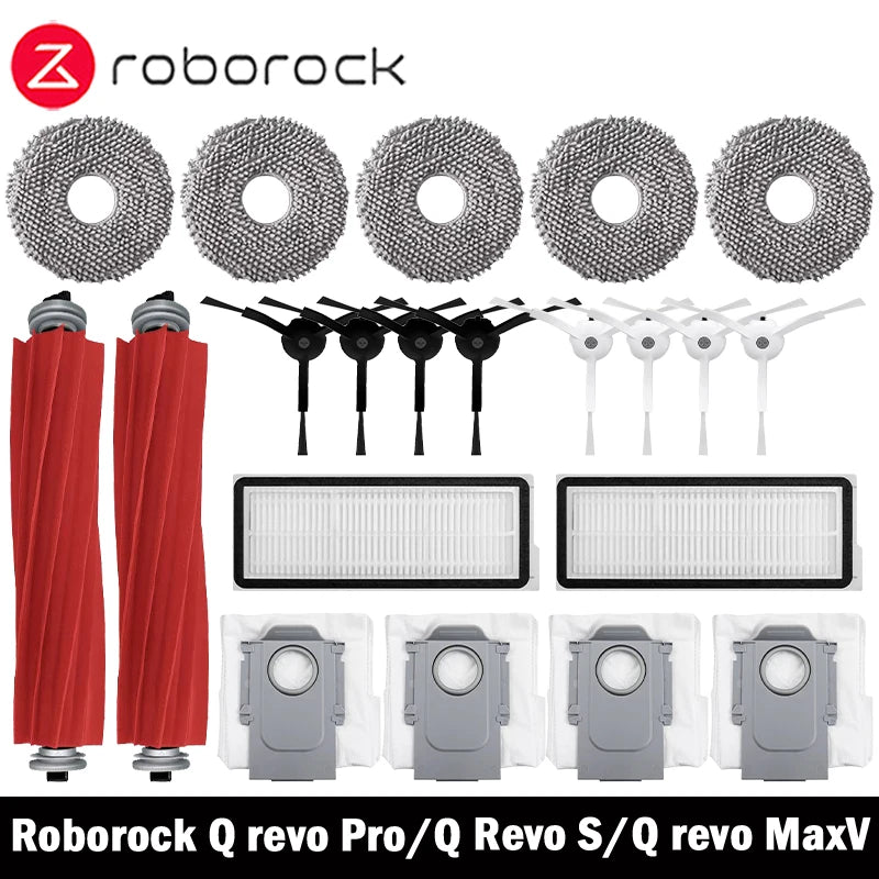 Roborock Q Revo MaxV / Q Revo S / Q Revo Pro Robot Aspirador Accesorio Bolsa De Polvo Cepillo Lateral Principal Filtro HEPA Paño