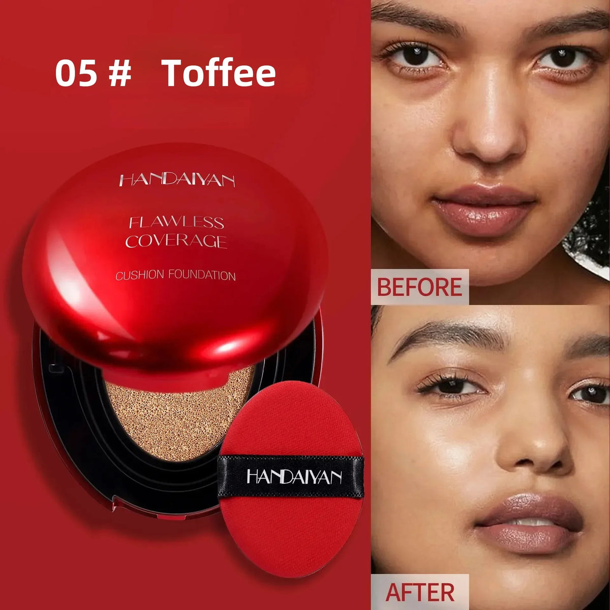 Korean Air Cushion Foundation - Light Natural Moisturizing Concealer Whitening Oil-Control Women's Liquid Foundation Makeup