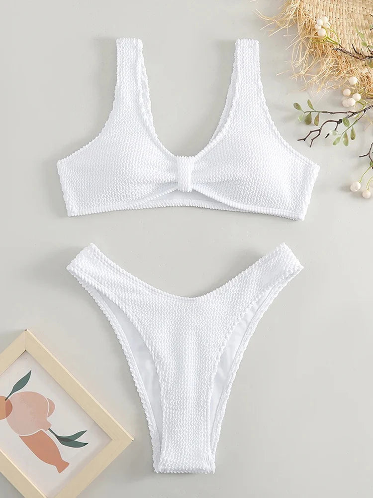 Sexy Plain Bikini Women's Swimsuit Brazilian Female Swimwear 2026 Push Up Bathing Suit Thong Bikinis Sets Two-piece Beach Wear