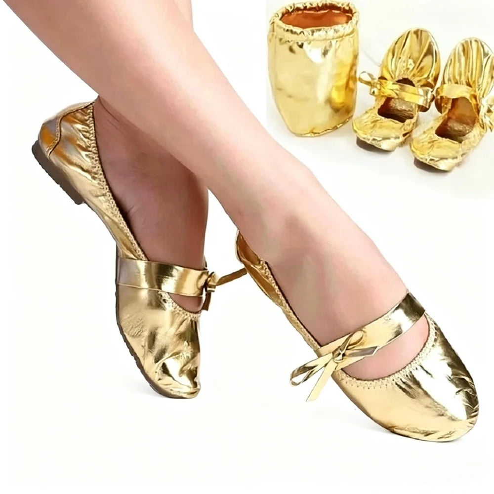 Sneakers for Women Gold Outsole Belly Dance Shoes Bellydance Ballet Dancing Yoga Comfortable Girls Zapatos