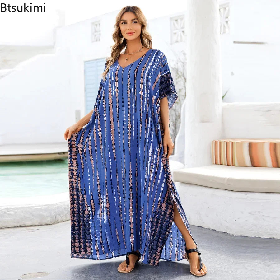 Summer Women Beach Maxi Dress Cover Up Robe Plage Bathing Suit Cover Ups Pareo Salida De Playa Kaftan Beach Swimwear Cover Up