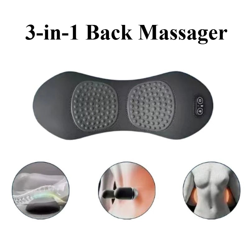 Multi-functional 3-in-1 Back Massager with Relief Bed Sleeping Shiatsu Deep Tissue Portable Shoulder Lower Back Pain Relief