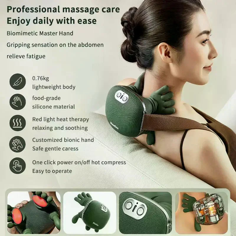 Massager Bionic Finger Neck Shoulder Trapezius Muscle Relax Neck Cervical Kneading Massage Shawl Brushless Motor Neck Masajeador