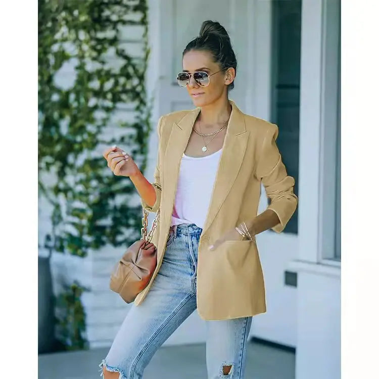 Women's Oversized Casual Blazer Open Front Long Sleeve Office Business Casual Suit Jacket Lightweight Spring Work Coat