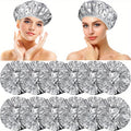 12 pcs/pack Deep Conditioning Caps Aluminum Foil Reusable Hair Processing Caps Hair Coloring Shower Caps for Home Salon Use