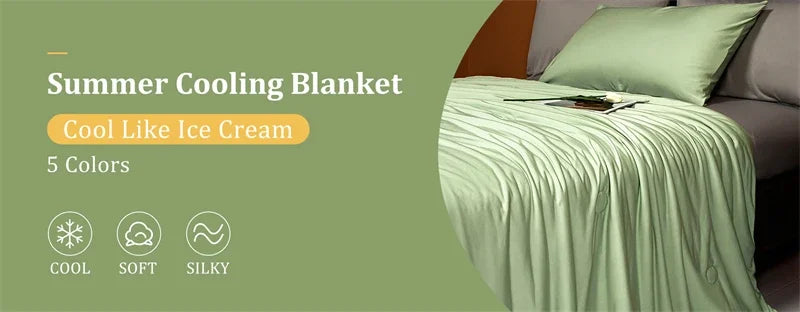 Cold Silky Summer Blanket Cooling Fabric Air Condition Quilt Cool Blankets for Beds Double Side Lightweight Cooled Comforter