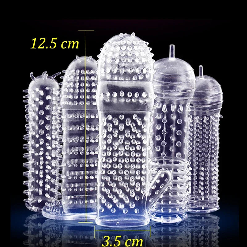Sexy Erotic Toys Men Delay Nozzle On Penis Dick Extensions Condom Sex Tools Spray Massager Cock Ring Cover Adult Silicone Toy