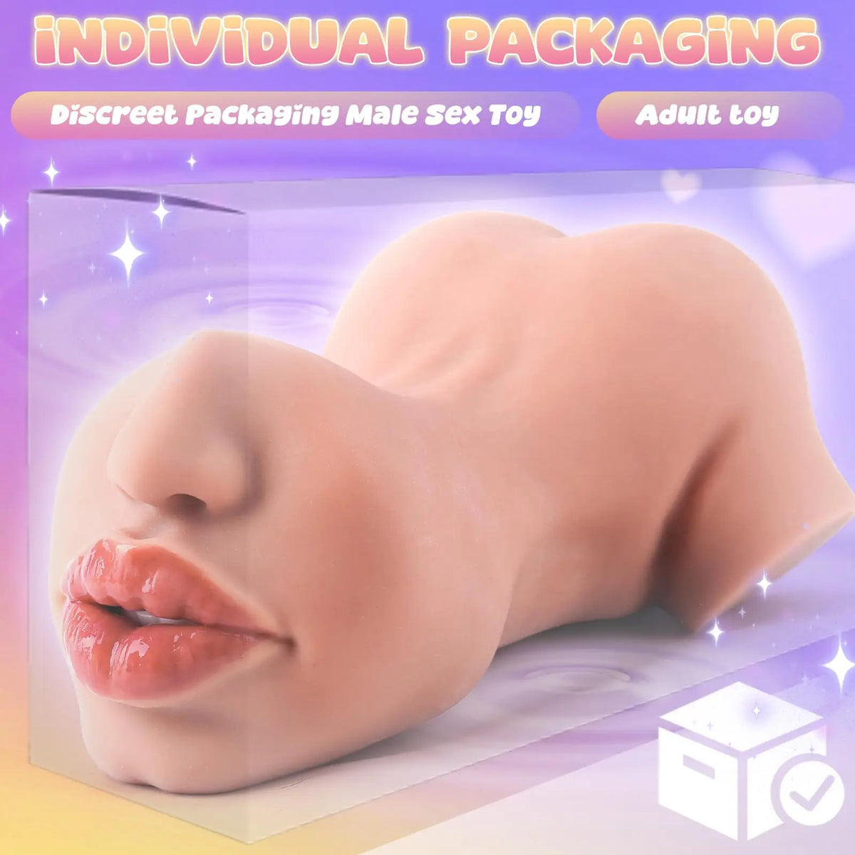 Male adult masturbator sex toy, two in one sex toy, realistic oral sex male oral texture and 3D vaginal channel, compact mini po