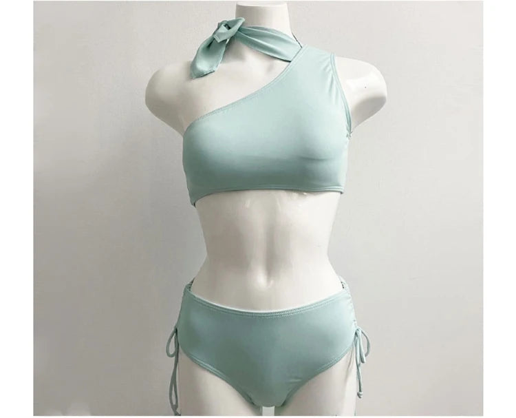 2025 New Bikinis Swimwear Women Push Up One Shoulder Swimsuit 2 Pieces Bikini Set Bathing Suit Beach Wear Summer